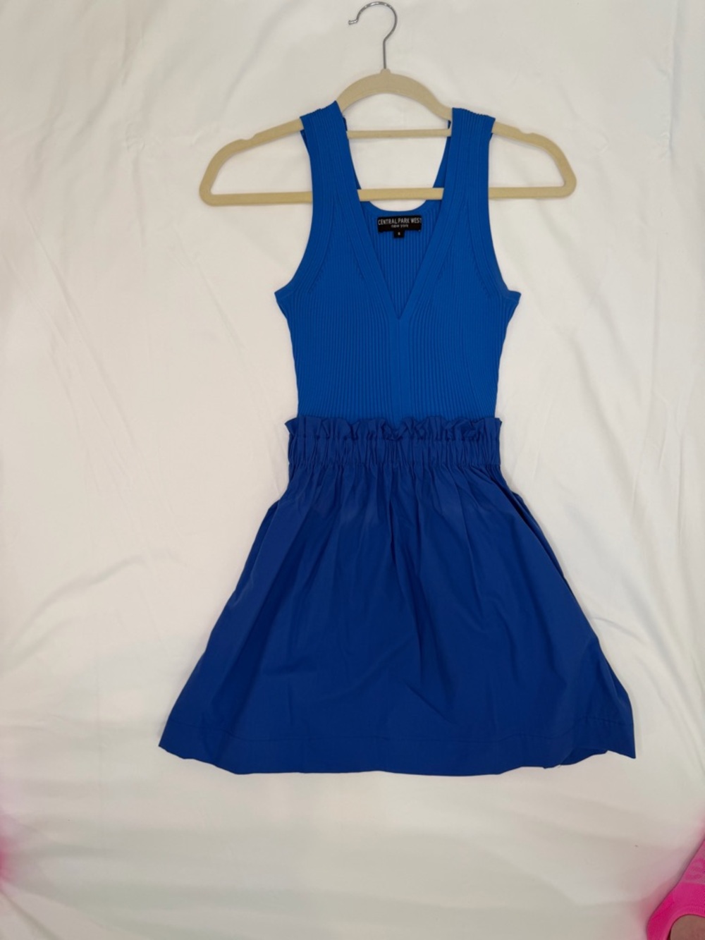 Central Park West Cobalt Blue V‑Neck Ribbed Tank Dress